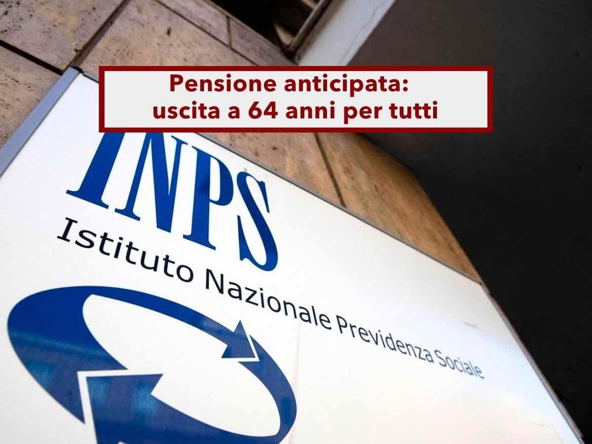 Pensione anticipata, spunta l'ipotesi di uscita a 64 anni per tutti ma con l'assegno ridotto: ecco come funzionerebbe