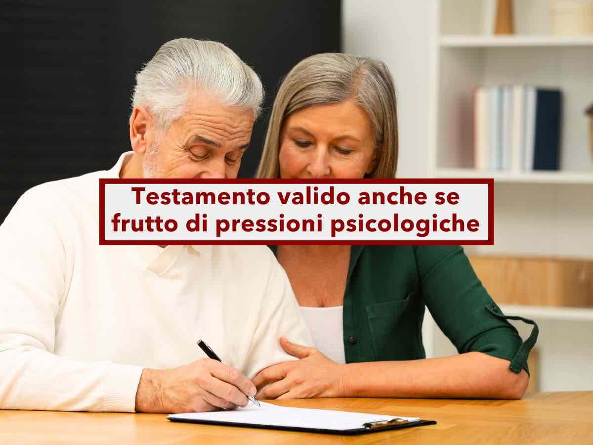 Successione, da oggi il testamento rimane valido anche se frutto di pressioni o influenze familiare: nuova sentenza