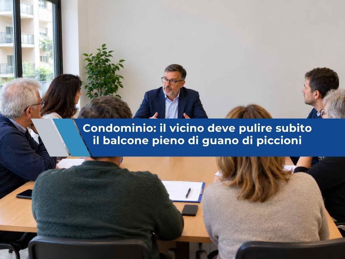 Condominio, ora puoi obbligare il vicino a pulire il balcone sporcato dai piccioni e paga lui le spese: nuova pronuncia