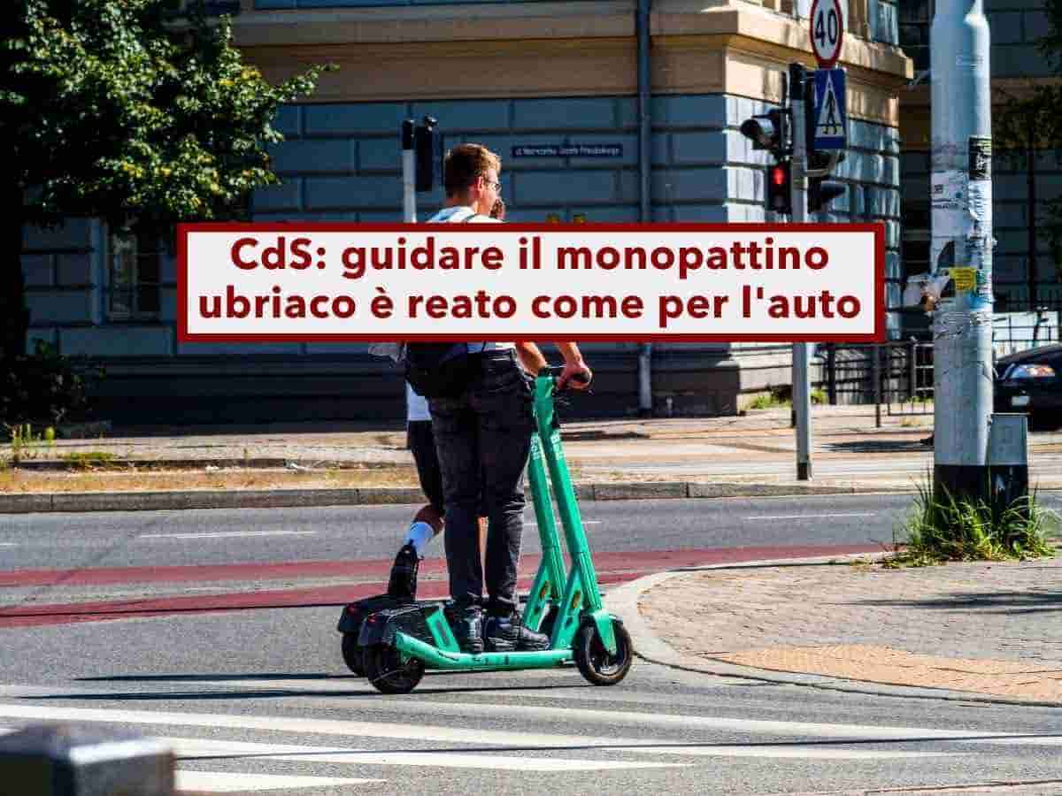 Codice della Strada, ora guidare il monopattino ubriaco � reato come per l'auto e rischi l'arresto: lo dice la Cassazione