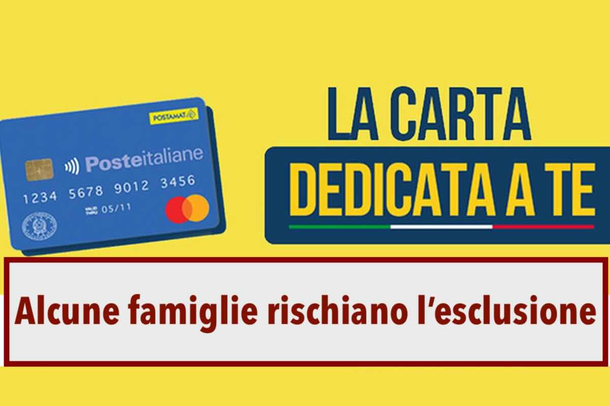 Carta dedicata a te 2024, queste famiglie non prenderanno pi la nuova social card da 500 euro: ecco chi rischia